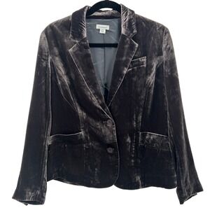 Sundance Womens Gray Silk Blend Velvet Blazer Jacket Size P4 Notch Lapel Button